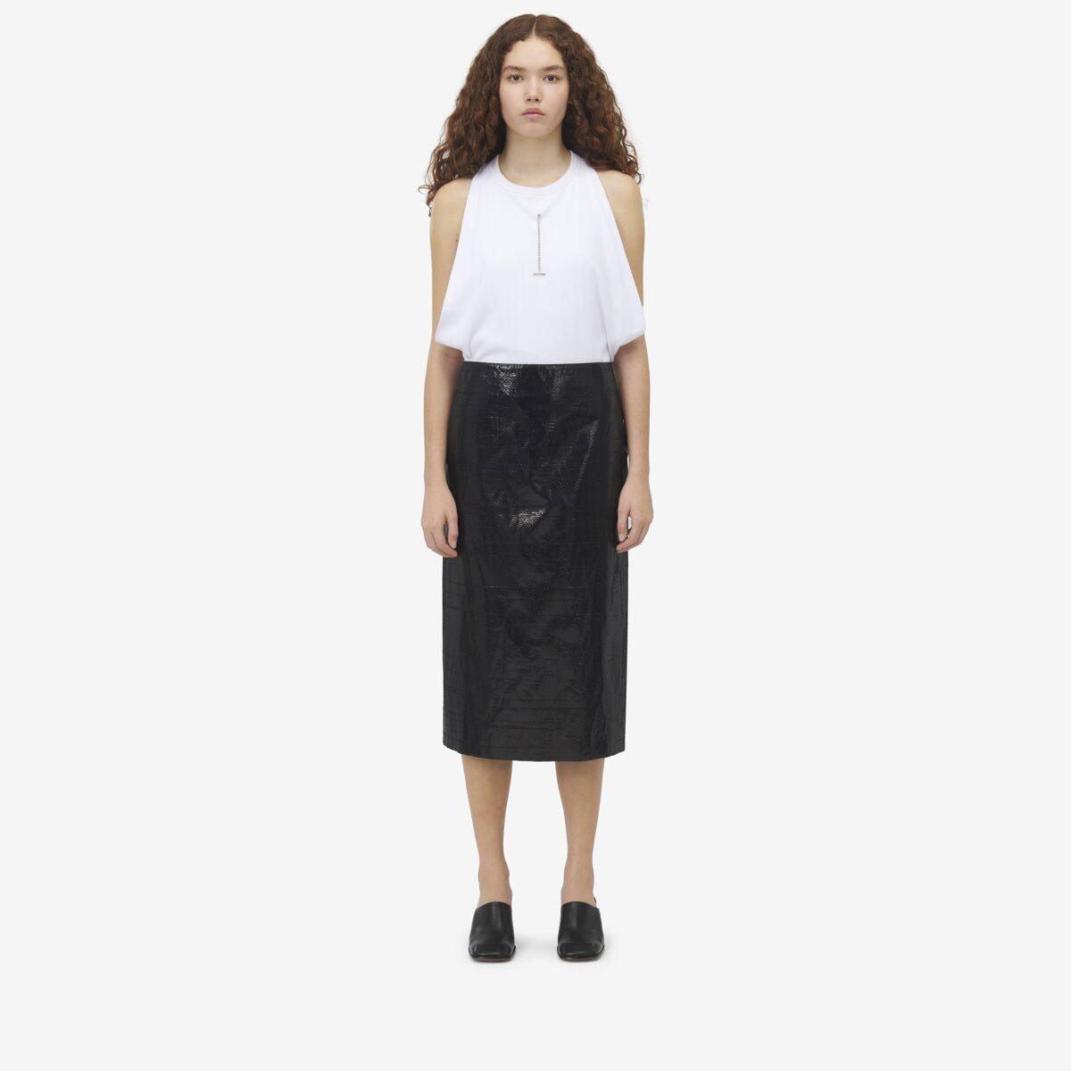 Alexander McQueen Women's Black Silk Nylon Tarpaulin Pencil Skirt​ - 10 (Silk & Polyamide)